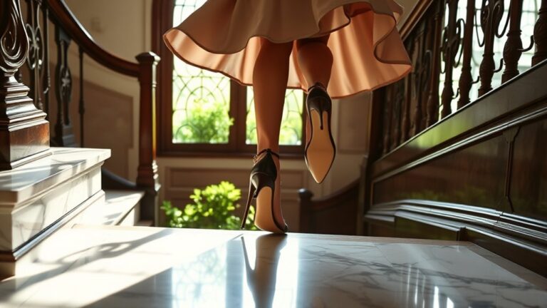 graceful heel stair descent